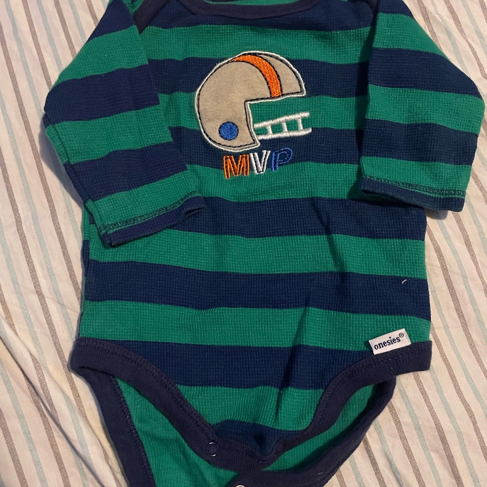 Gerber Blue and Green Striped MVP Bodysuit